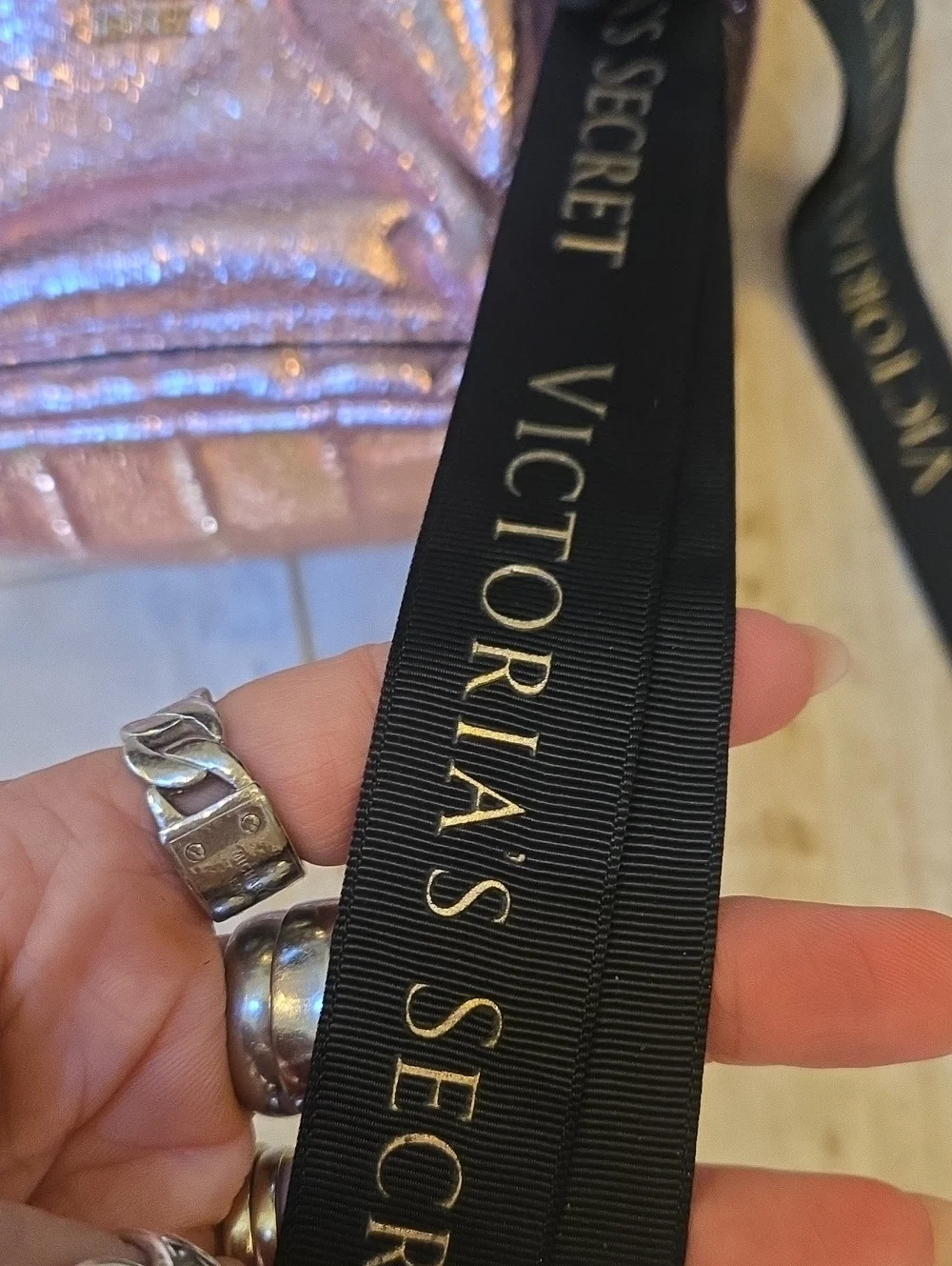Victoria's Secret Metallic Crackled Pink Mini Backpack